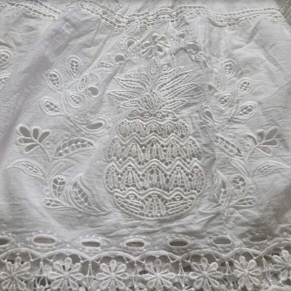 NWOT XL Farm Rio x Anthropologie Sleeveless Richelieu Midi Dress white pineapple - Picture 5 of 12